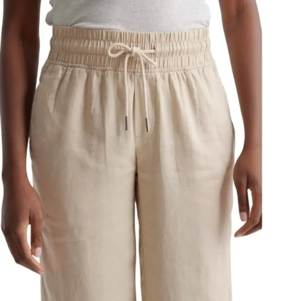 Quince 100% European Linen Wide Leg Pants XS Flax Beige Pull On 27